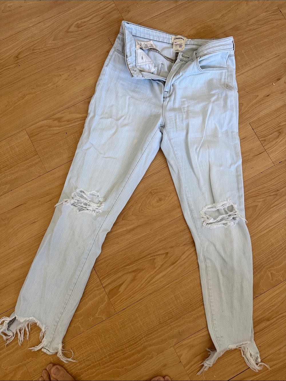 L'AGENCE Light Blue Ripped Skinny Jeans